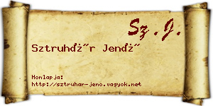 Sztruhár Jenő névjegykártya